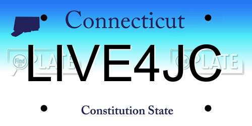 LIVE4JC Connecticut License Plate