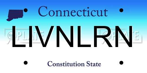 LIVNLRN Connecticut License Plate