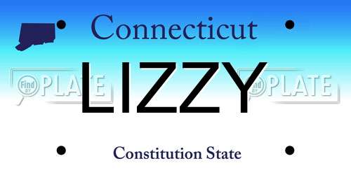 LIZZY Connecticut License Plate