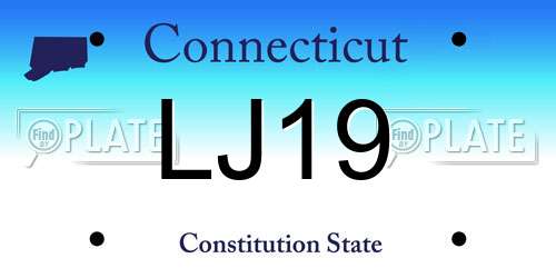 LJ19 Connecticut License Plate
