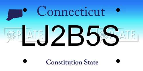 LJ2B5S Connecticut License Plate