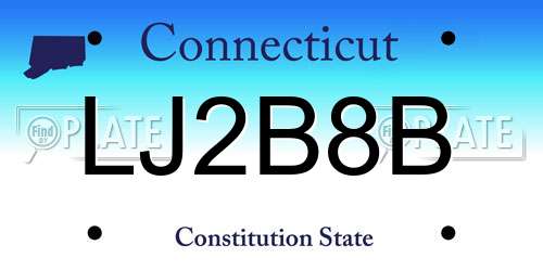 LJ2B8B Connecticut License Plate