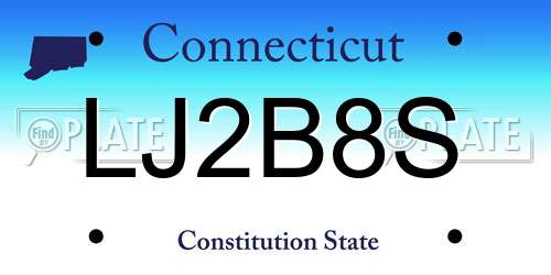 LJ2B8S Connecticut License Plate