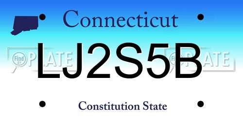 LJ2S5B Connecticut License Plate