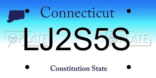 LJ2S5S Connecticut License Plate
