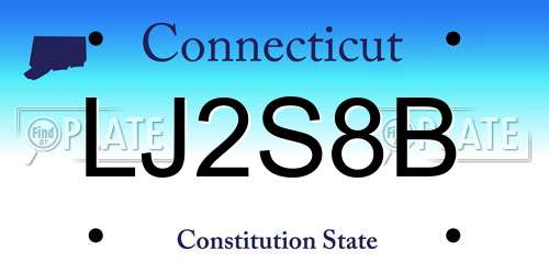 LJ2S8B Connecticut License Plate