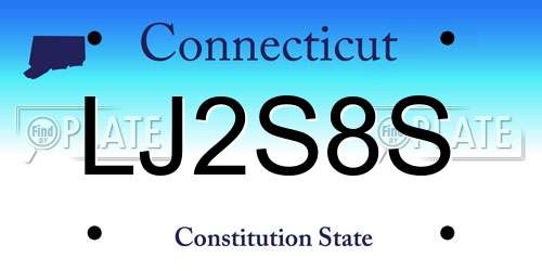 LJ2S8S Connecticut License Plate