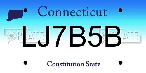 LJ7B5B Connecticut License Plate