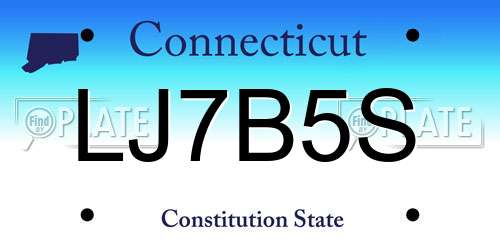 LJ7B5S Connecticut License Plate