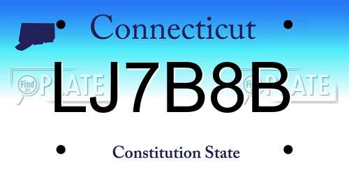 LJ7B8B Connecticut License Plate