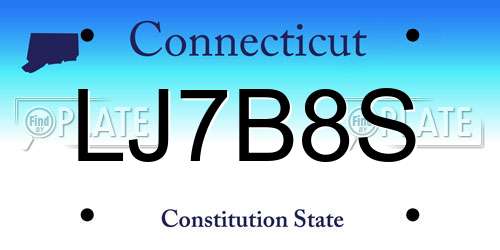 LJ7B8S Connecticut License Plate