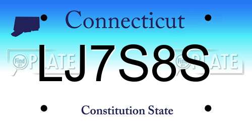 LJ7S8S Connecticut License Plate