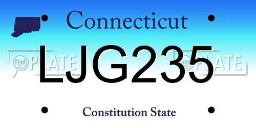 LJG235 Connecticut License Plate
