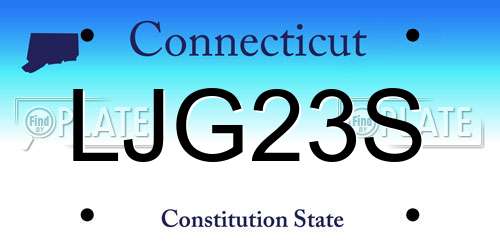LJG23S Connecticut License Plate