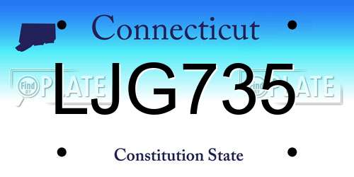 LJG735 Connecticut License Plate