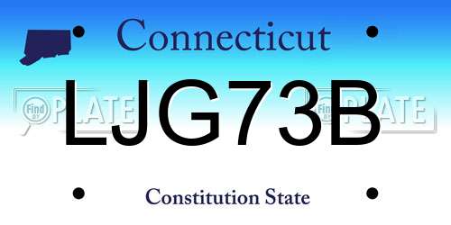 LJG73B Connecticut License Plate