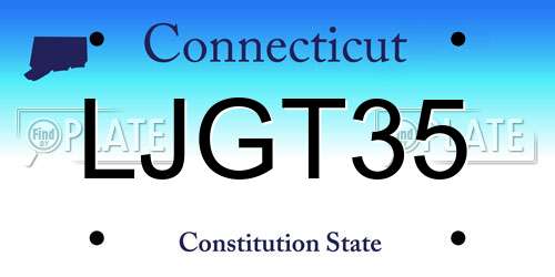 LJGT35 Connecticut License Plate
