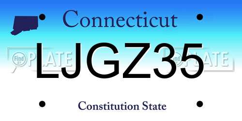LJGZ35 Connecticut License Plate