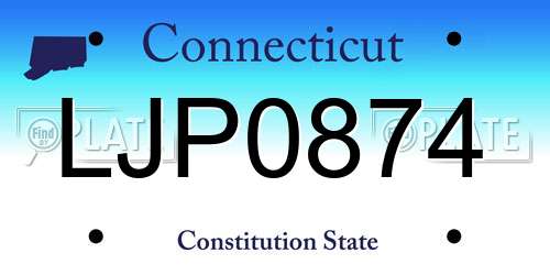 LJP0874 Connecticut License Plate