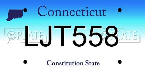 LJT558 Connecticut License Plate