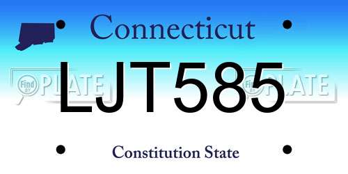 LJT585 Connecticut License Plate