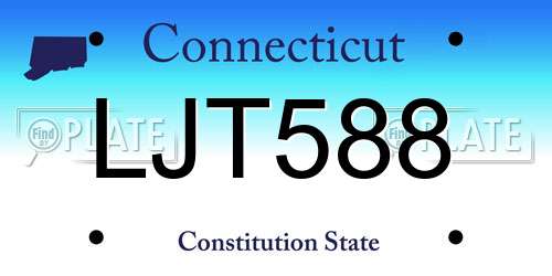 LJT588 Connecticut License Plate