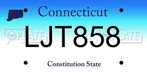 LJT858 Connecticut License Plate