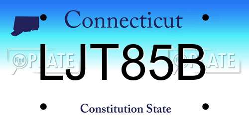 LJT85B Connecticut License Plate