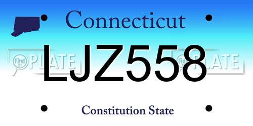 LJZ558 Connecticut License Plate