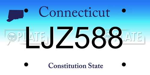 LJZ588 Connecticut License Plate