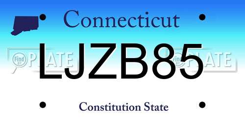 LJZB85 Connecticut License Plate