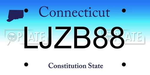 LJZB88 Connecticut License Plate