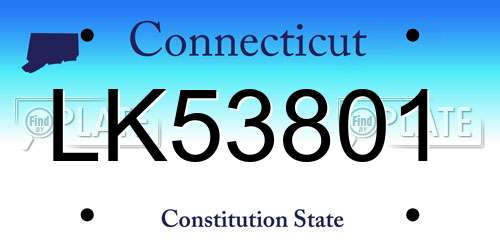 LK53801 Connecticut License Plate