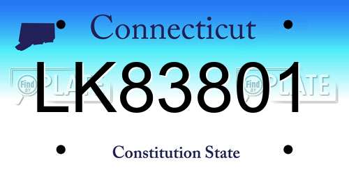 LK83801 Connecticut License Plate