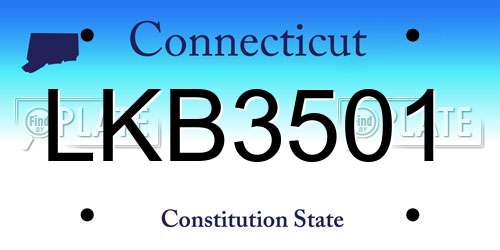LKB3501 Connecticut License Plate