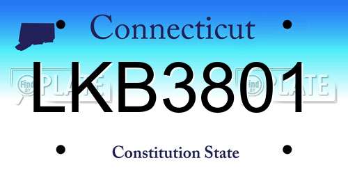 LKB3801 Connecticut License Plate