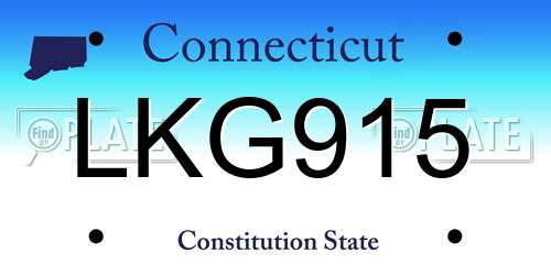 LKG915 Connecticut License Plate