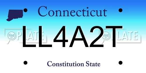 LL4A2T Connecticut License Plate