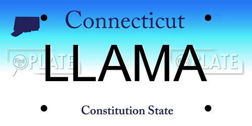 LLAMA Connecticut License Plate