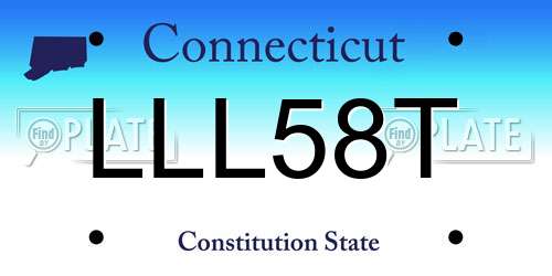 LLL58T Connecticut License Plate