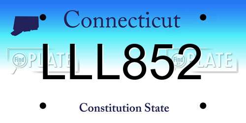 LLL852 Connecticut License Plate