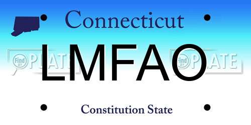 LMFAO Connecticut License Plate