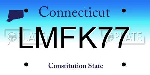 LMFK77 Connecticut License Plate