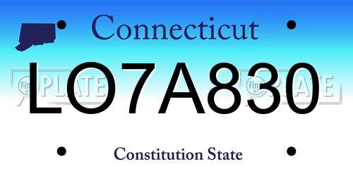 LO7A830 Connecticut License Plate