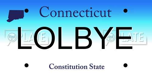 LOLBYE Connecticut License Plate