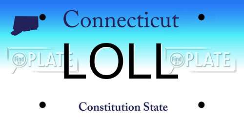 LOLL Connecticut License Plate