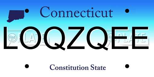 LOQZQEE Connecticut License Plate