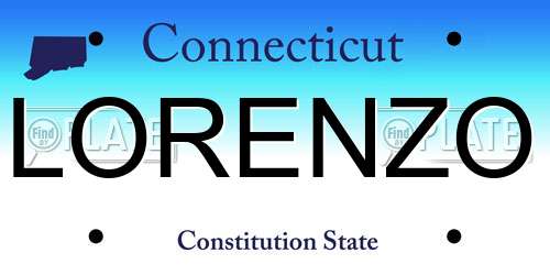 LORENZO Connecticut License Plate