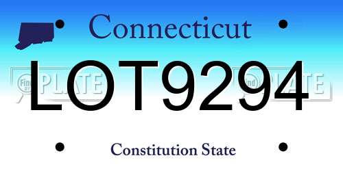 LOT9294 Connecticut License Plate