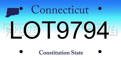 LOT9794 Connecticut License Plate